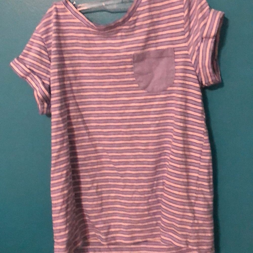 Kids blue and white striped T-shirt with a pocket